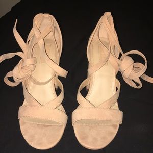 Nude Lace up Heels